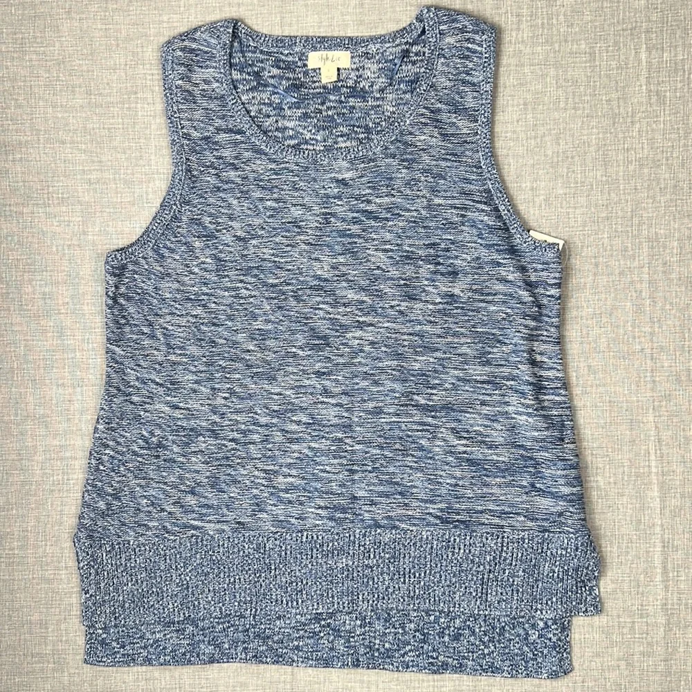 Style & Co Blue Heather High Low Sweater Vest Size Large